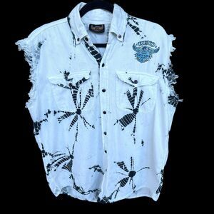 Biker Wear Mens Cutoff Vest Medium Button Up Tie Dye Reno 2013 Bike Rally